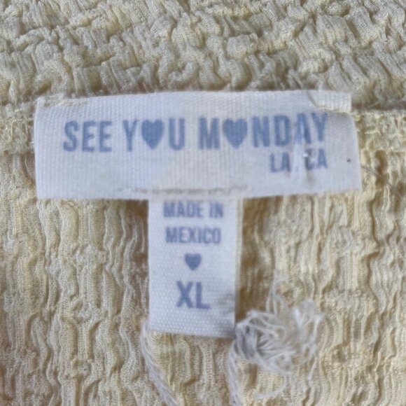 See You Monday Textured Sleeveless Shirt Top Womens XL Yellow New - Picture 6 of 8